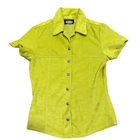 Jordache Tops - Jordache Y2K  Women's Lime Green Button-Up Top